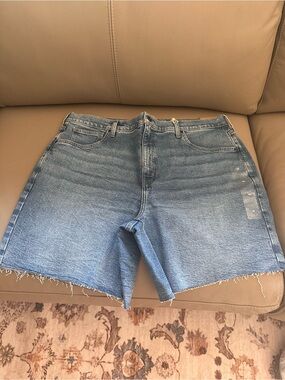 Eddie Bauer Blue Denim Frayed-Hem Shorts